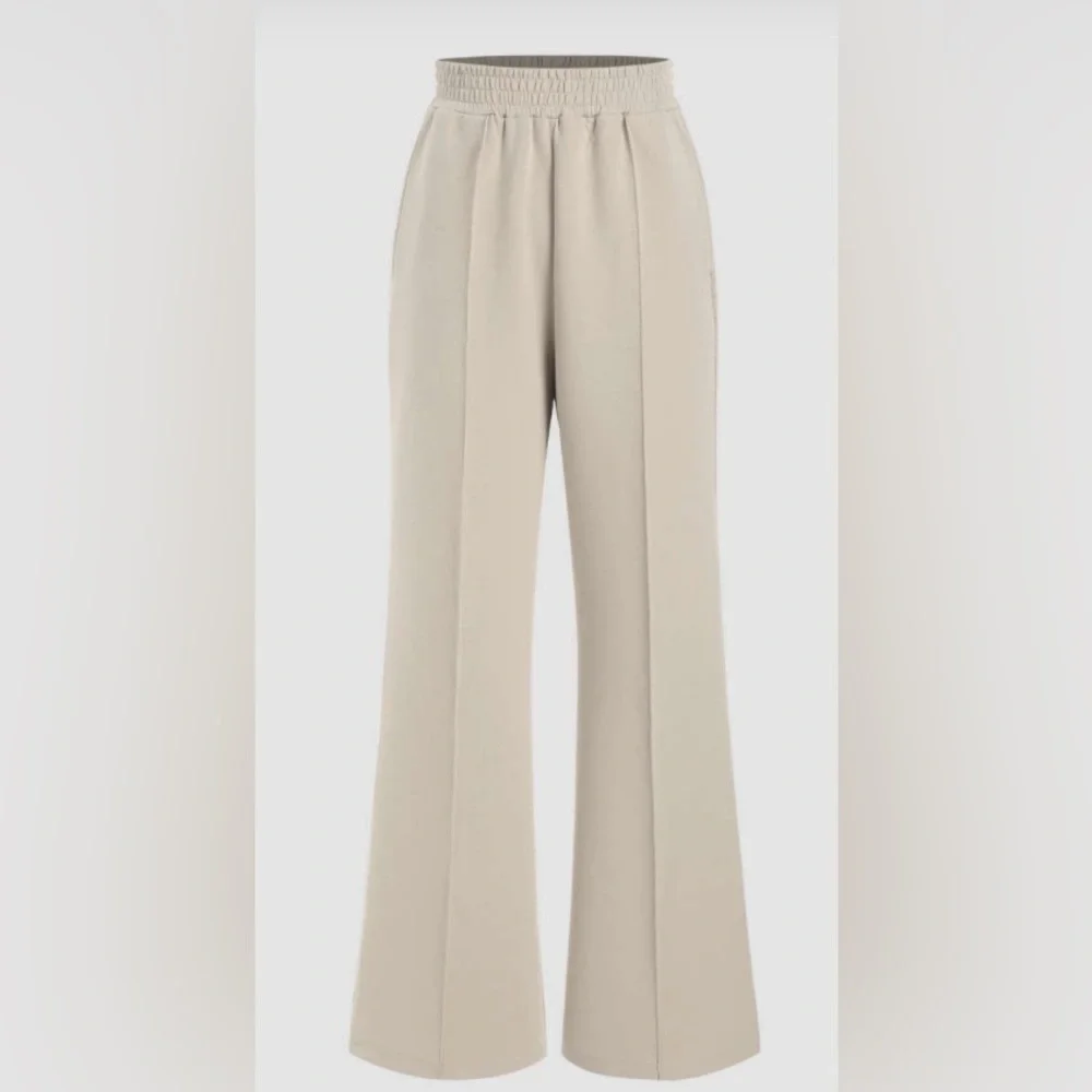 NEW - Solid Trousers with elastic waist, pleated and flared bottom. NWOT - Picture 2 of 6